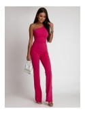 Women\'s open-back jumpsuit, dark pink AZR8666